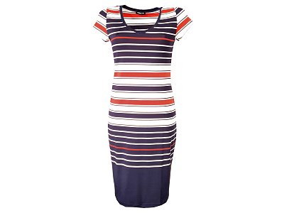 Elegantní šaty s pruhy s krátkým rukávem - vel.38